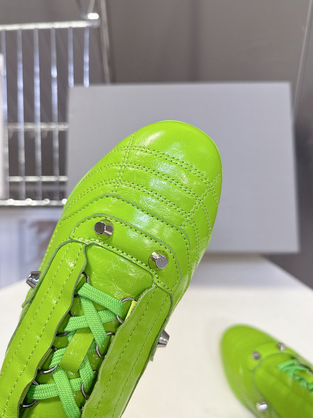 BALENCIAGA 25S SNEAKER IN GREEN CALFSKIN