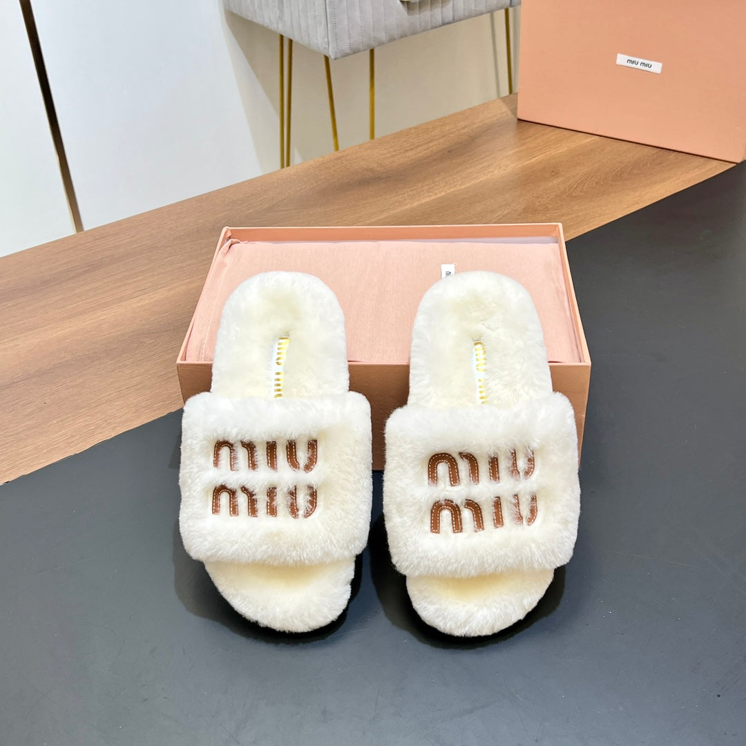FUR SLIPPER WHITE