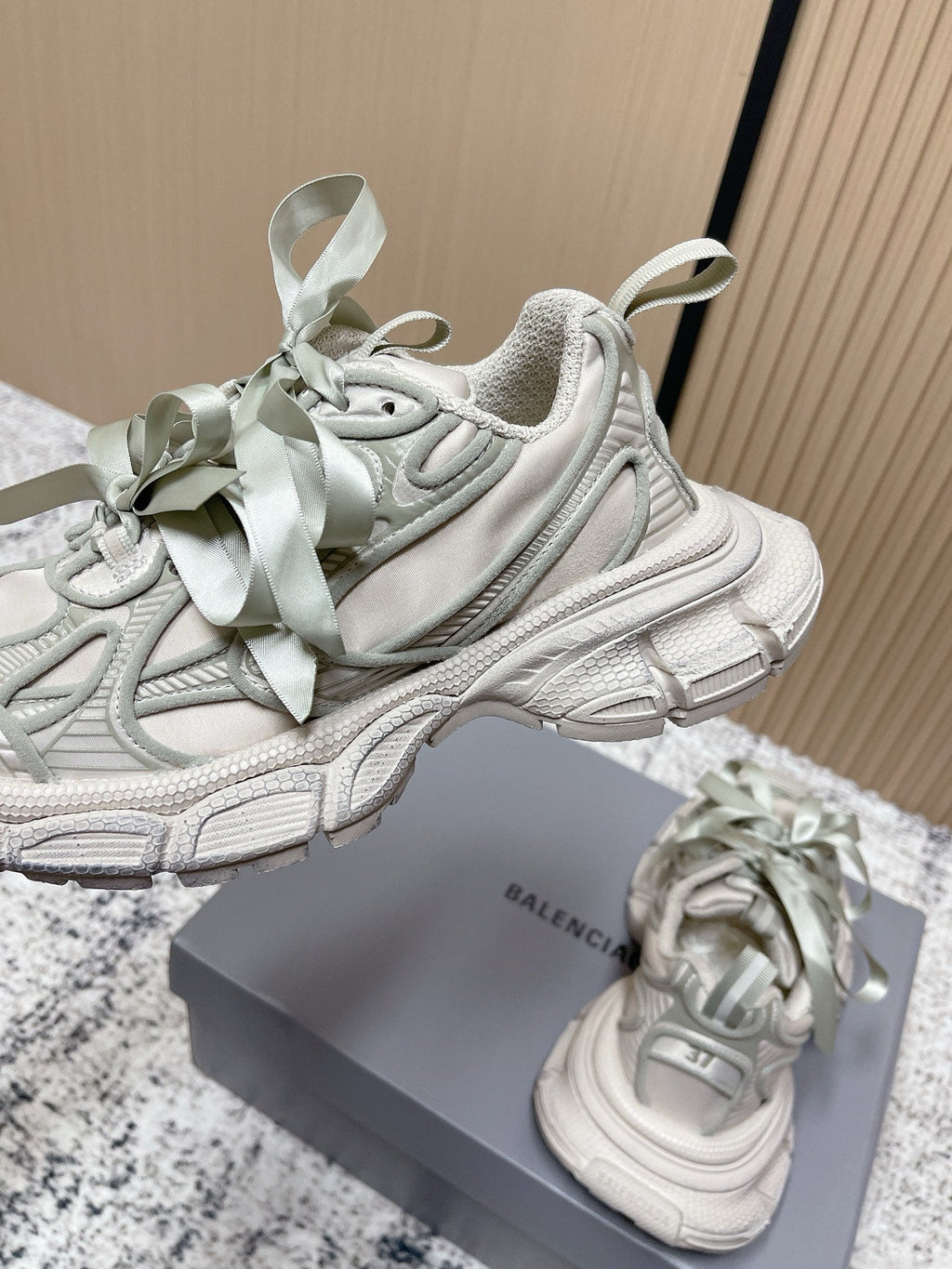 BALENCIAGA 25S 3XL SNEAKERS IN TAUPE GRAY PU LEATHER