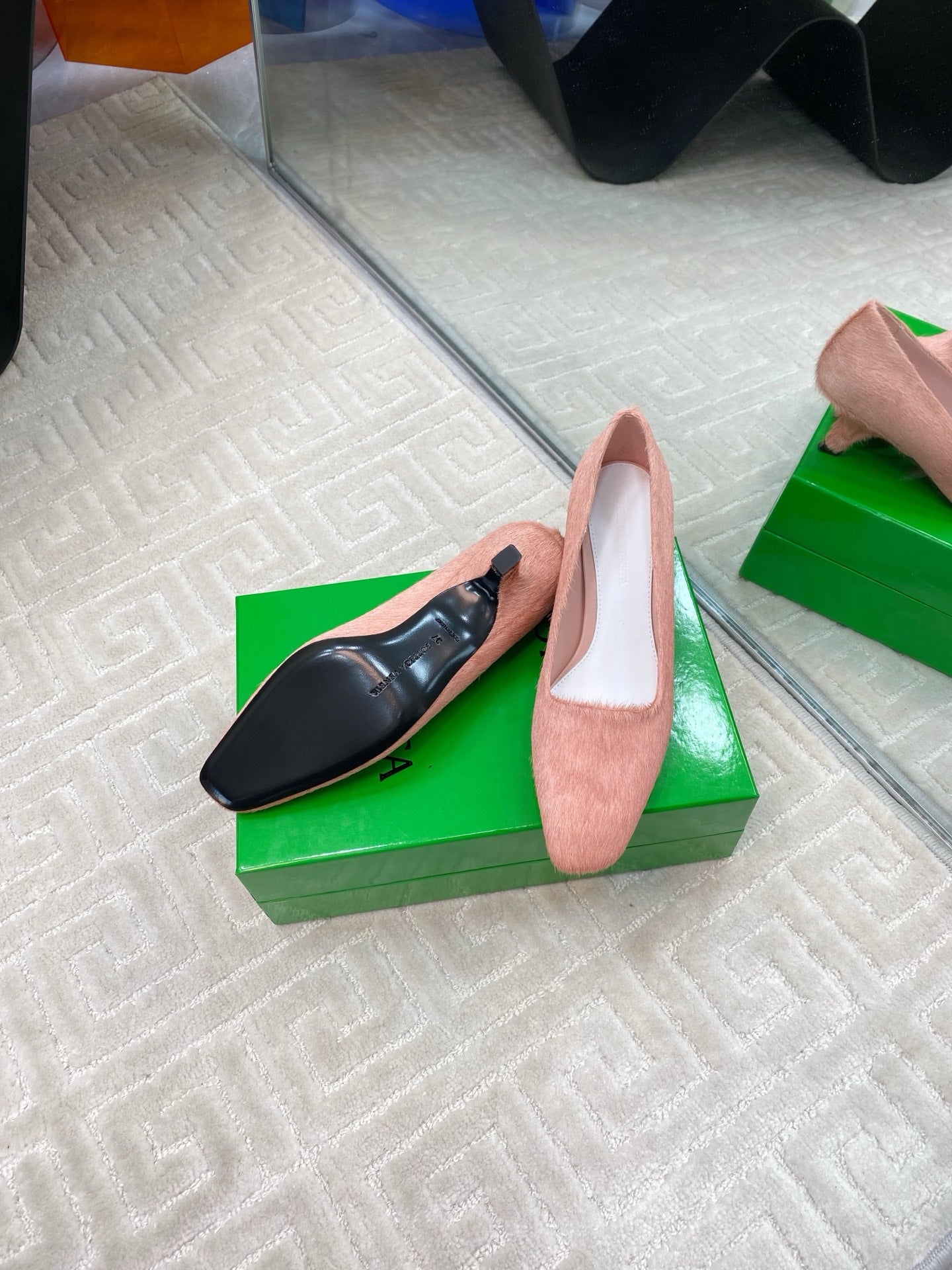 BOTTEGA VENETA BOOGIE JAGUAR-PRINTED CALF HAIR PUMPS 45 MM ROSE PINK