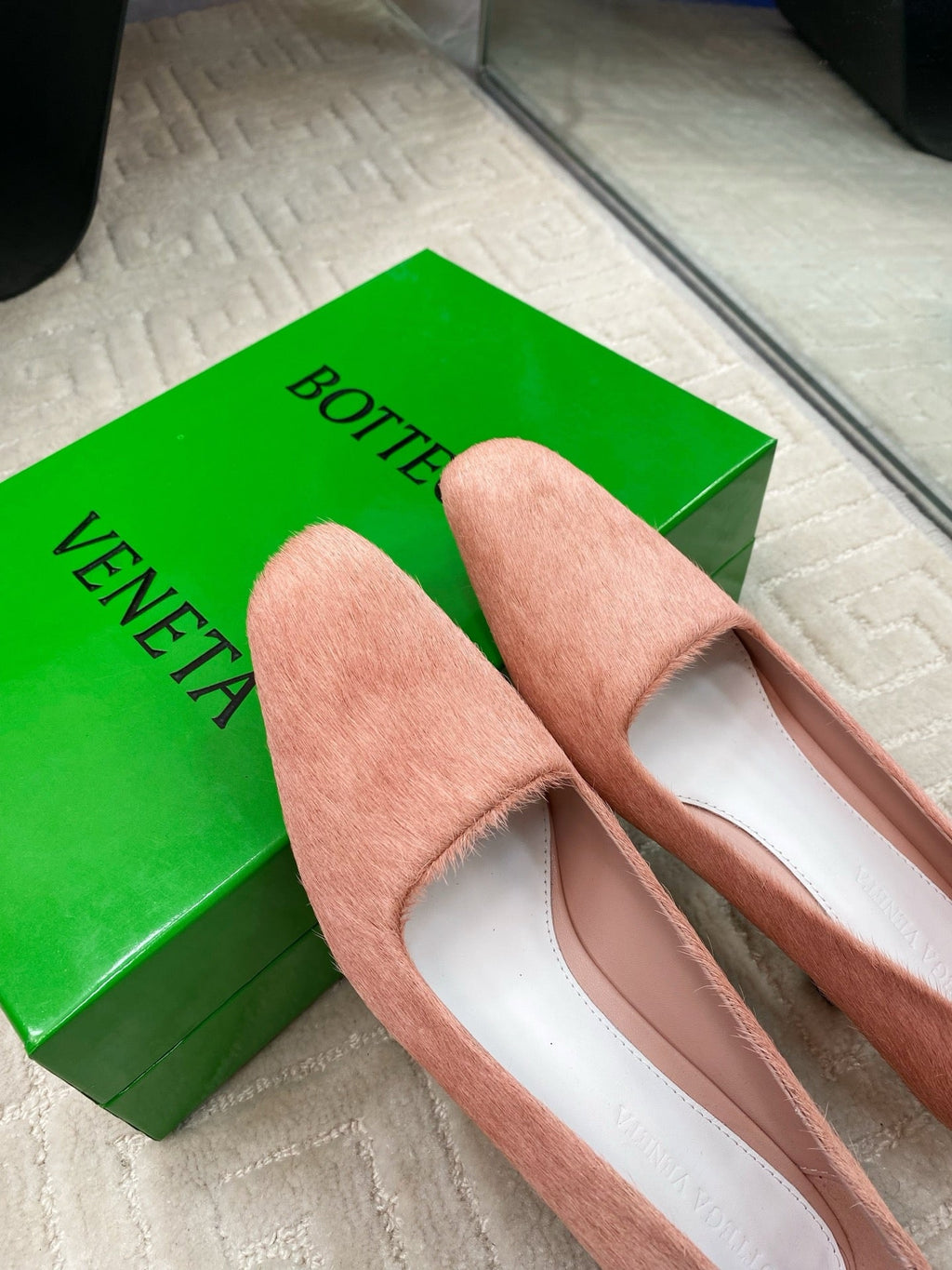 BOTTEGA VENETA BOOGIE JAGUAR-PRINTED CALF HAIR PUMPS 45 MM ROSE PINK