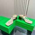 BOTTEGA VENETA MARELLA THONG IN LIGHT GOLD LEATHER WITH SIGNATURE INTRECCIATO INSOLE 55 MM