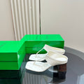 BOTTEGA VENETA MARELLA THONG IN WHITE CREAM LEATHER WITH SIGNATURE INTRECCIATO INSOLE 55 MM