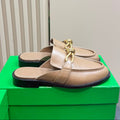 BOTTEGA VENETA ASTAIRE MULE IN LIGHT BROWN CALFSKIN WITH GOLD HARDWARE