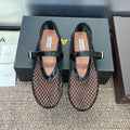 ALAIA MARY JANE FLAT 25S IN BLACK MESH CALFSKIN